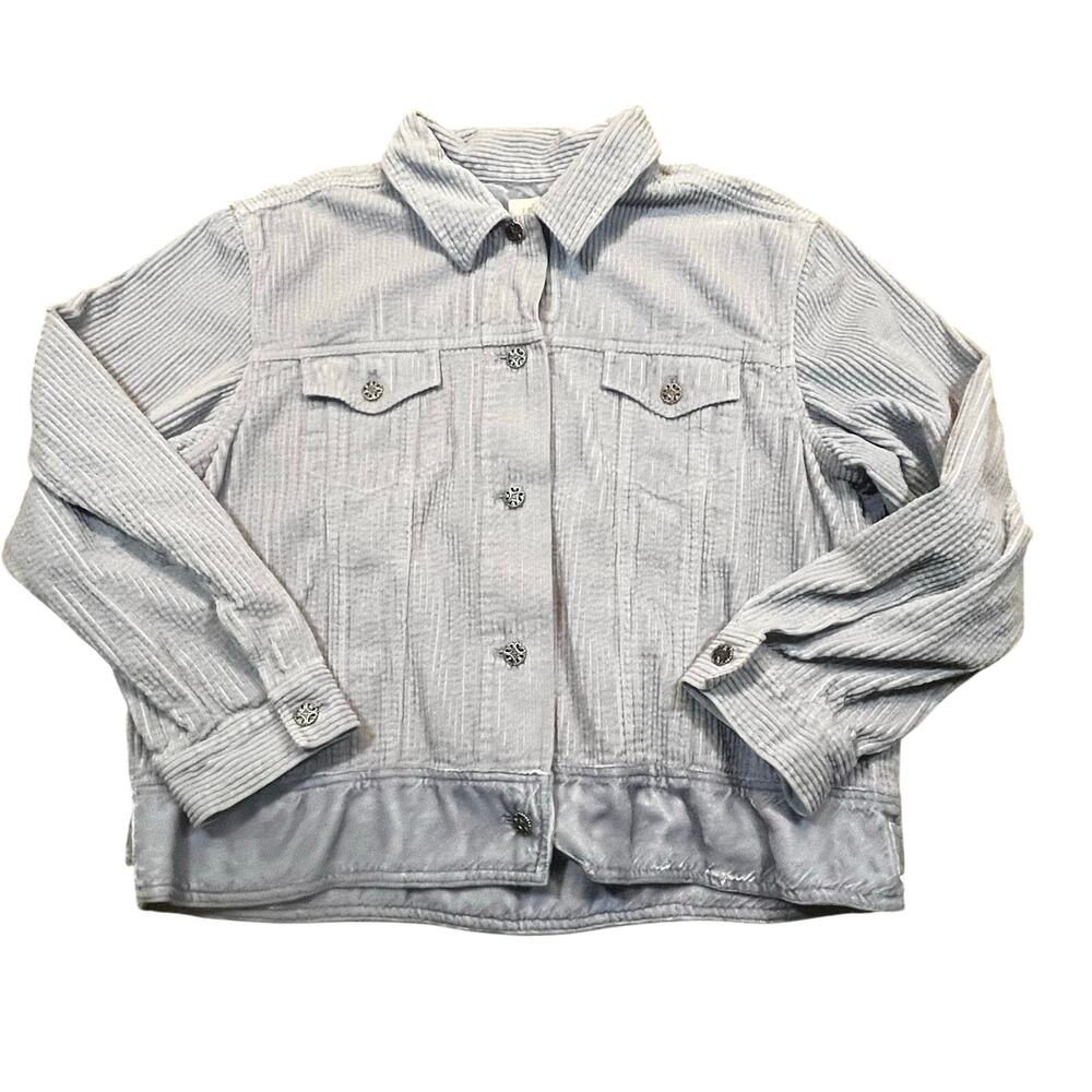 J.Jill Corduroy Jacket Purple Button Front Pocket Casual Womens L
